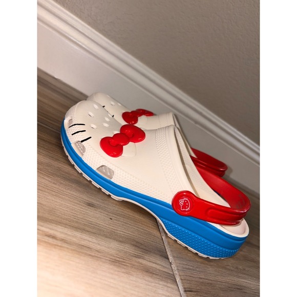 CROCS Shoes - Crocs Hello Kitty Classic Clog Womens White Red Bow 50th Anniversary M 7/ W 9